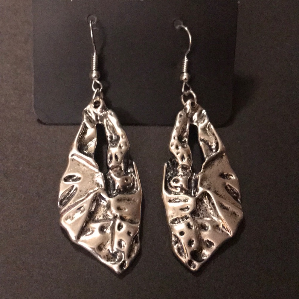 Silver Crumpled Earrings